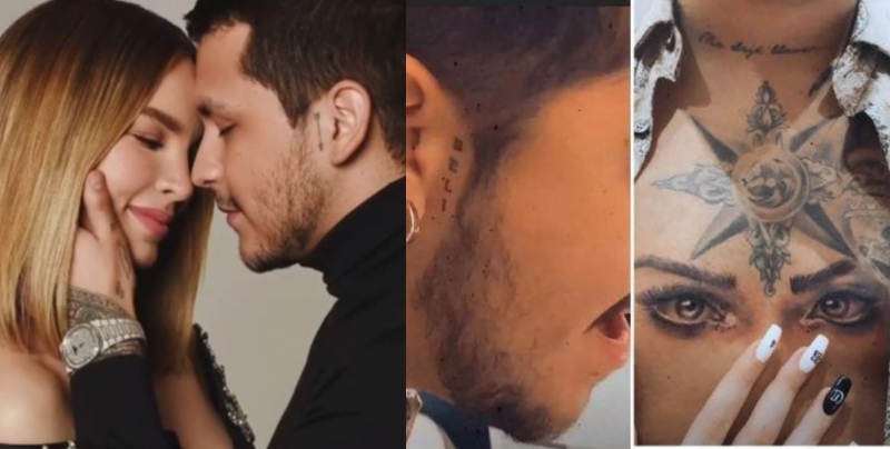 How were the tattoos that Christian Nodal had in honor of Belinda
